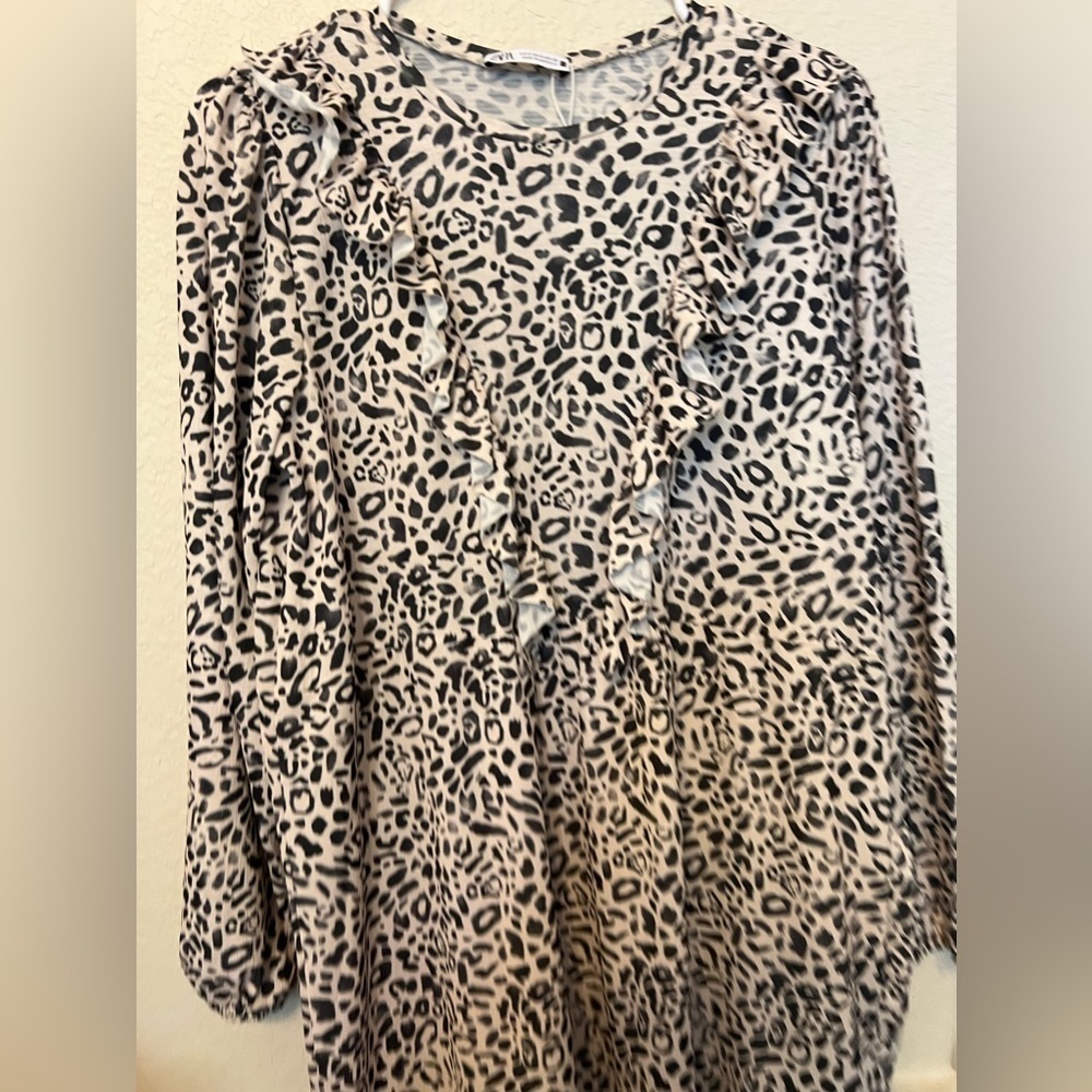 Small Zara Faded Leopard Ruffle Midi Dress - Picture 9 of 13